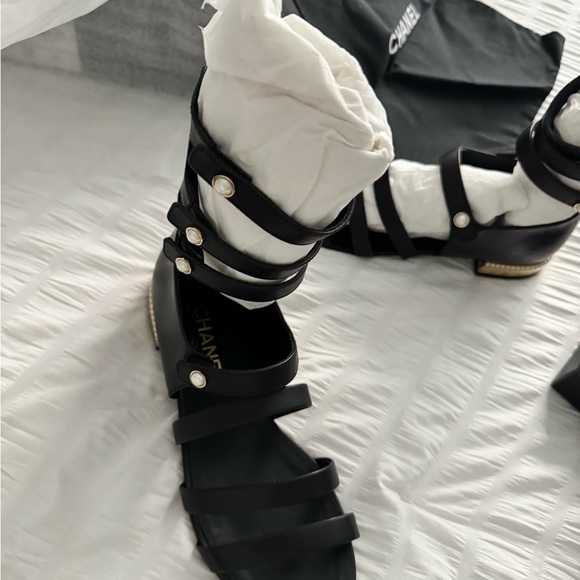 Black high top Chanel sandals like new only wore once - Picture 5 of 8
